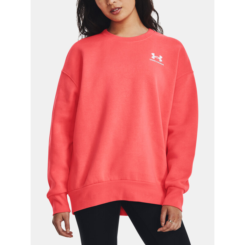 Under Armour Mikina Essential Flc OS Crew-RED - Dámské