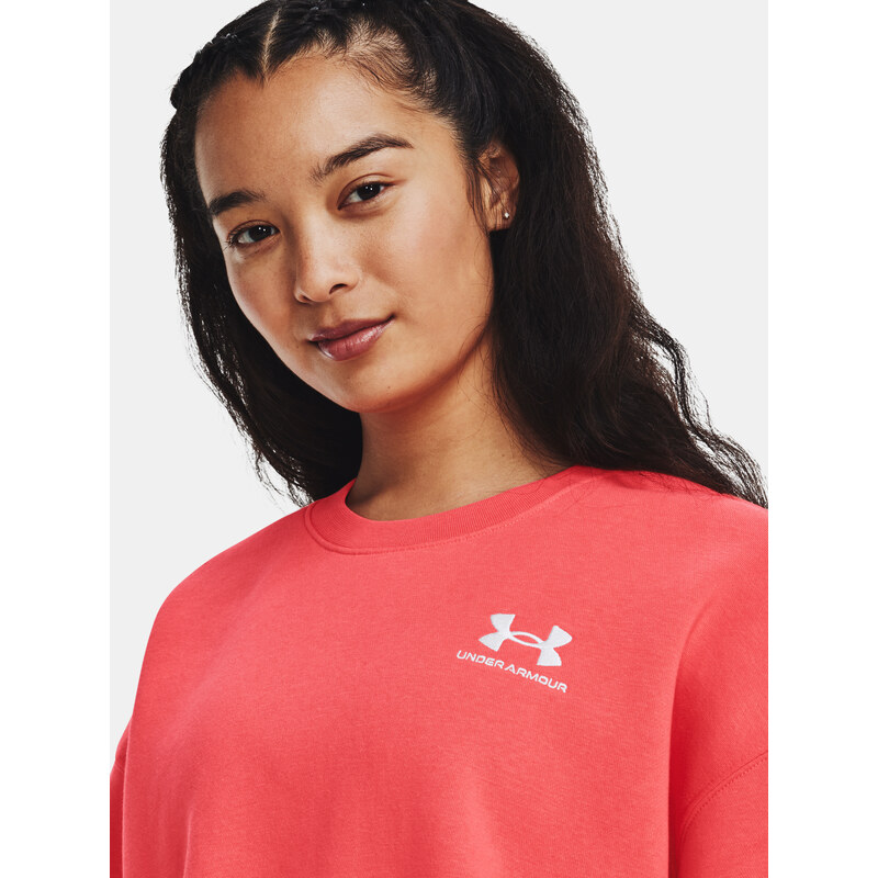 Under Armour Mikina Essential Flc OS Crew-RED - Dámské