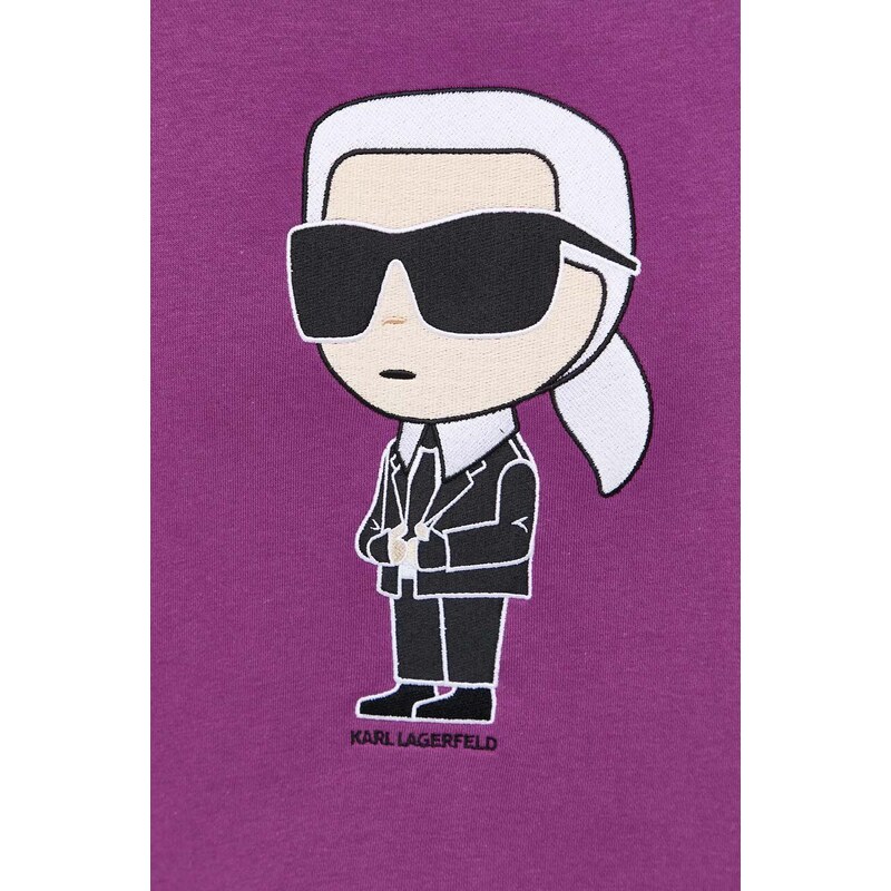 Mikina Karl Lagerfeld dámská, fialová barva, s aplikací