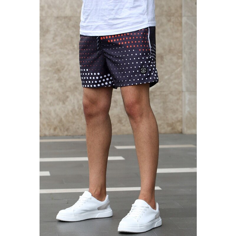 Madmext Dot Patterned Navy Blue Swimming Shorts 2950