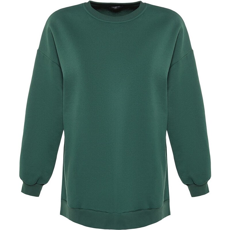 Trendyol Green Oversize/Wide fit with slits. Thick Fleece Inside Knitted Sweatshirt