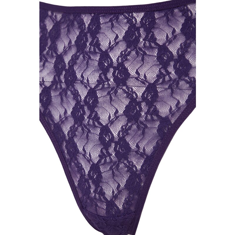 Trendyol Purple Lace Window/Cut Out Detailed Knitted Bodysuit