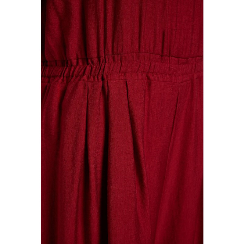 Trendyol Curve Claret Red Woven Overalls with an Elastic Waist