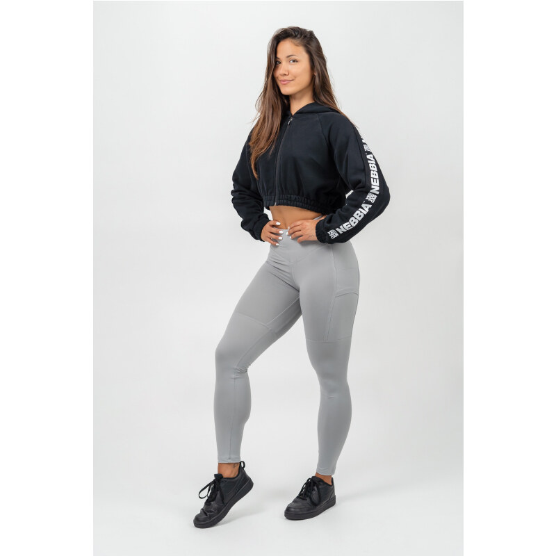 NEBBIA - Crop mikina s kapucí ICONIC 254 (black)