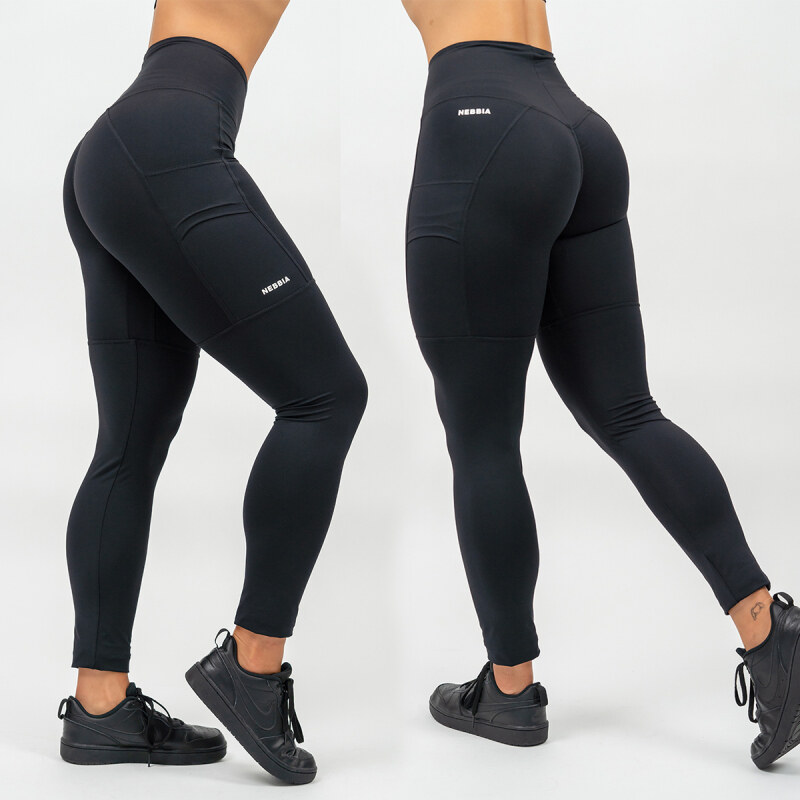 NEBBIA - Legíny s vysokým pasem LEG DAY GOALS 248 (black)