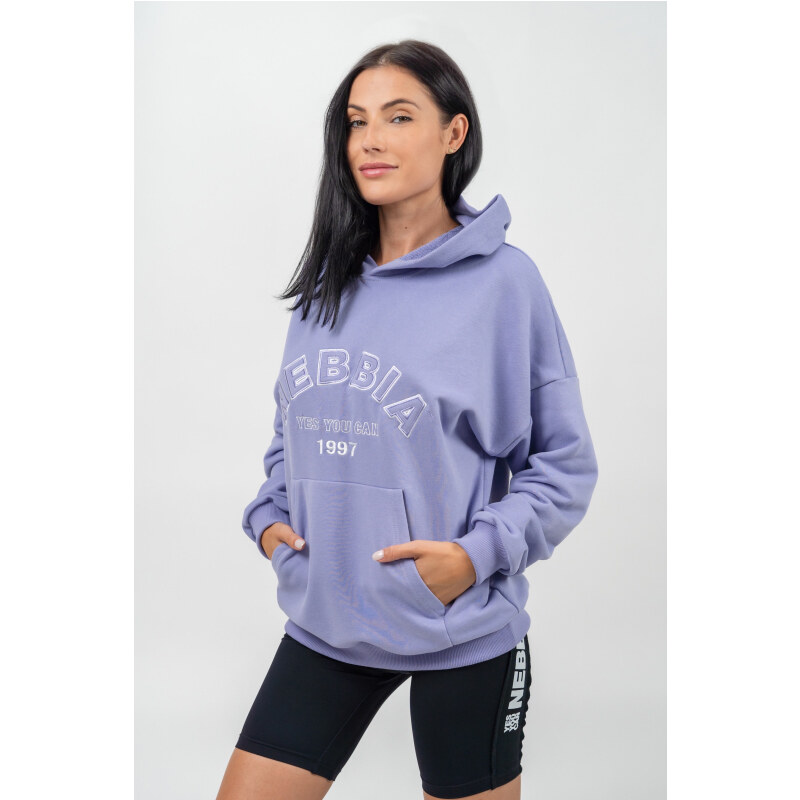 NEBBIA - Oversize mikina s kapucí GYM RAT 256 (light purple)