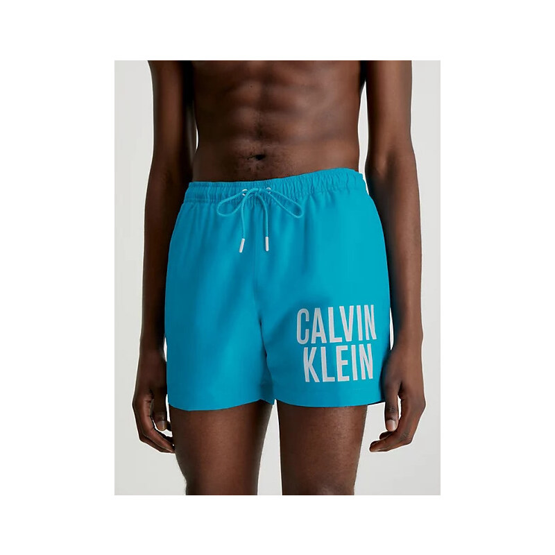 Pánské střední plavecké šortky se stahovací šňůrkou KM0KM00794 CVZ sv. modrá - Calvin Klein