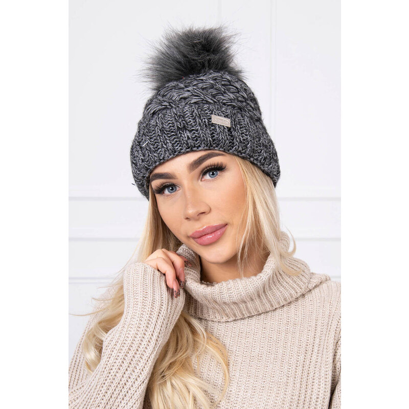 K-Fashion Čepice K169 černá+šedá