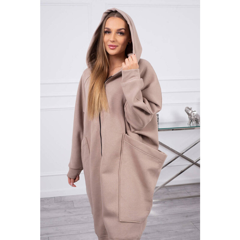 K-Fashion Zateplená oversize mikina tmavě béžová 84212942