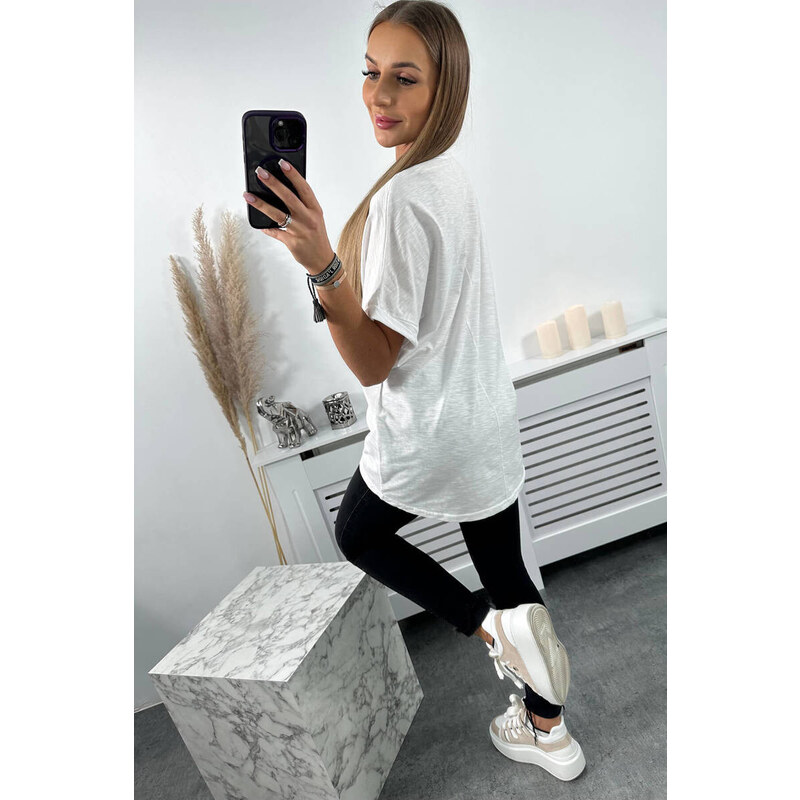 K-Fashion Bavlněná halenka s kapsami bílá