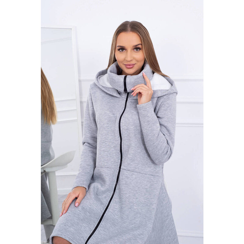 K-Fashion Zateplené šaty s delšími boky šedé 85019432