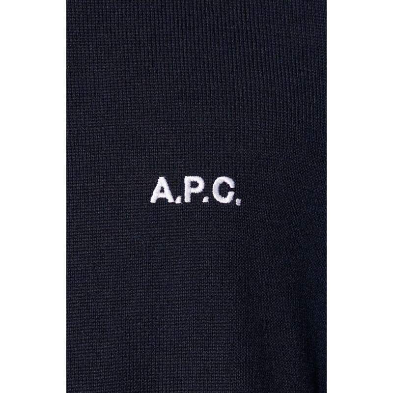 Vlněný svetr A.P.C. pánský, tmavomodrá barva, lehký