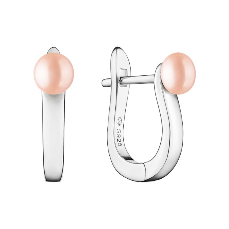Gaura Pearls Stříbrné náušnice s růžovou perlou Federica, stříbro 925 105899152
