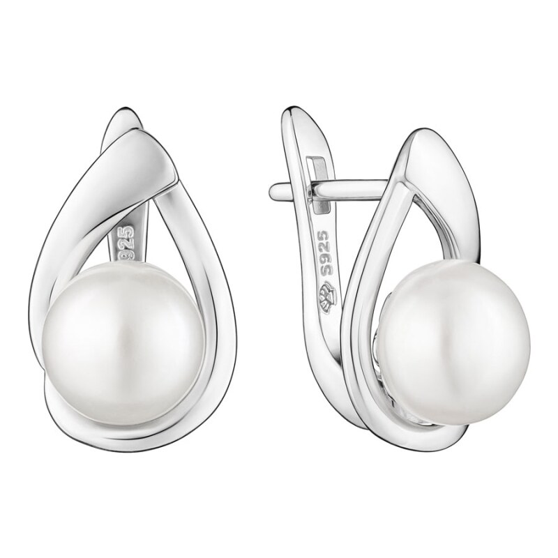 Gaura Pearls Stříbrné náušnice s bílou perlou Alescia, stříbro 925/1000