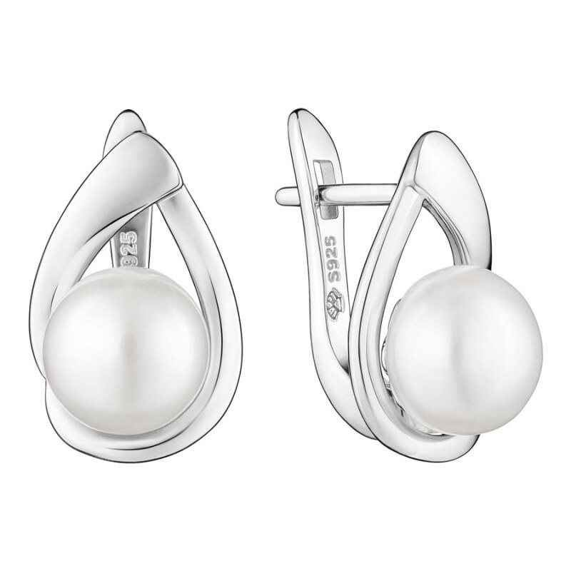Gaura Pearls Stříbrné náušnice s bílou perlou Alescia, stříbro 925 85021580