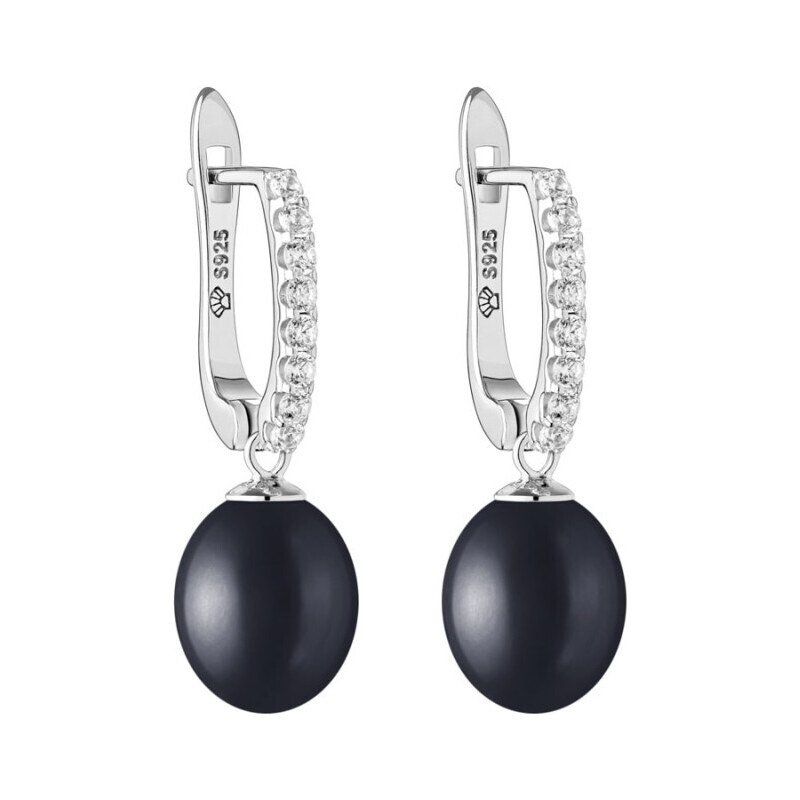 Gaura Pearls Stříbrné náušnice s černou perlou Clorinda, stříbro 925/1000