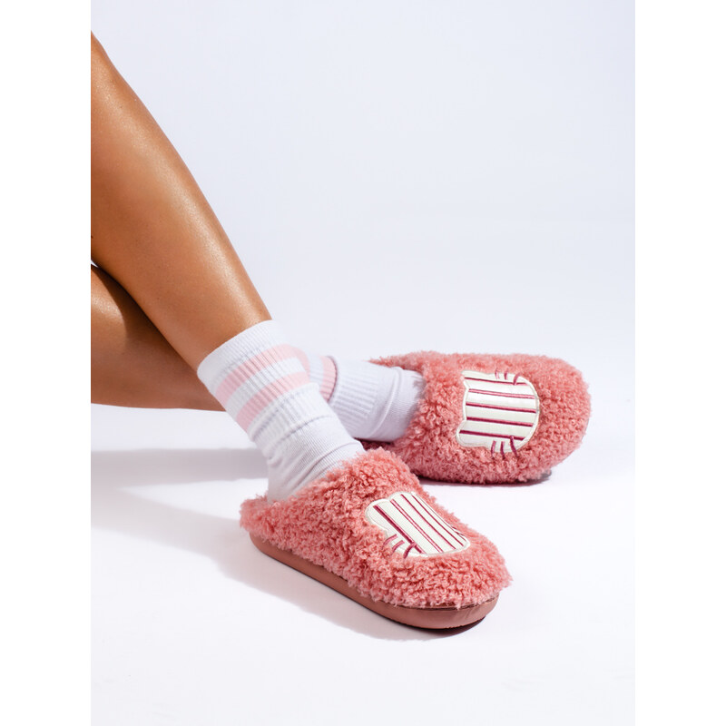 Women's pink Shelvt fur slippers