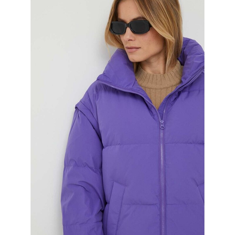 Péřová bunda United Colors of Benetton dámská, fialová barva, zimní, oversize