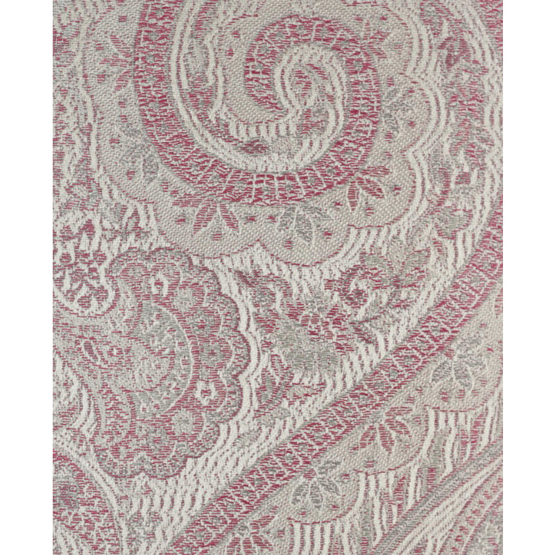 Hedvábná šála Jamawar velká - Smetanová a růžová s ornamenty