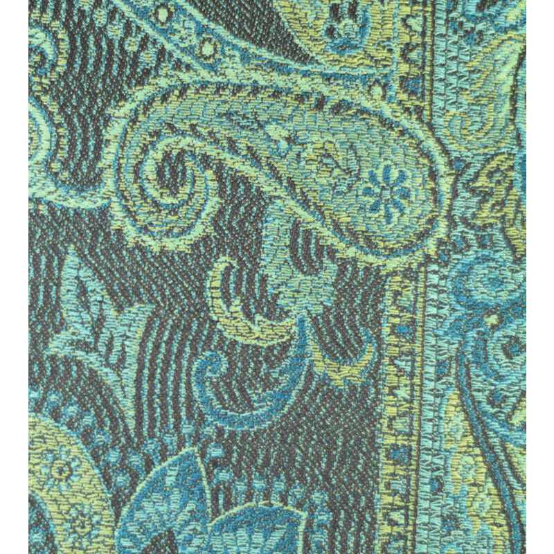 Hedvábná šála Jamawar velká - Černá a modrá s ornamenty