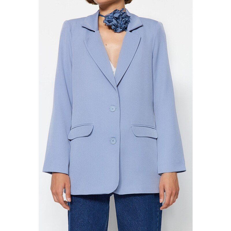 Trendyol Light Blue Regular Lined Buttoned Woven Blazer Jacket