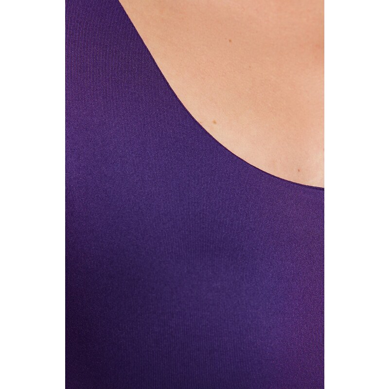 Trendyol Purple Fitted/Situated, Crinoline Collar Soft Fabric, Flexible With Snap Buttons Knitted Body