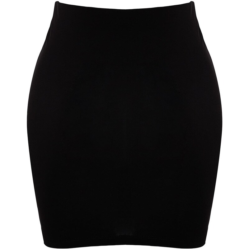 Trendyol Black Fitted Draped Knit Skirt