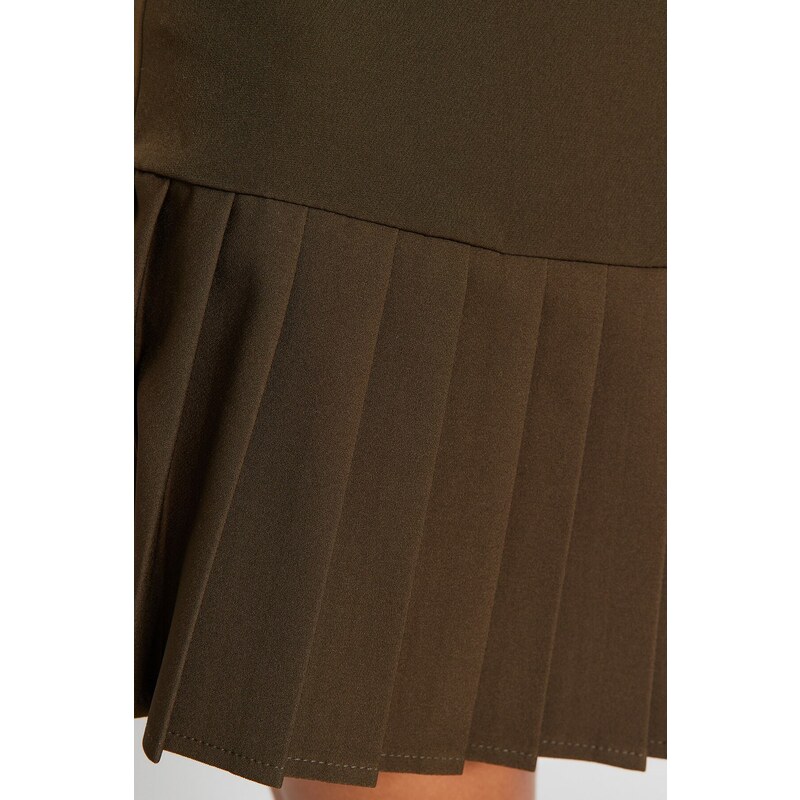 Trendyol Khaki Pleated Mini Woven Skirt