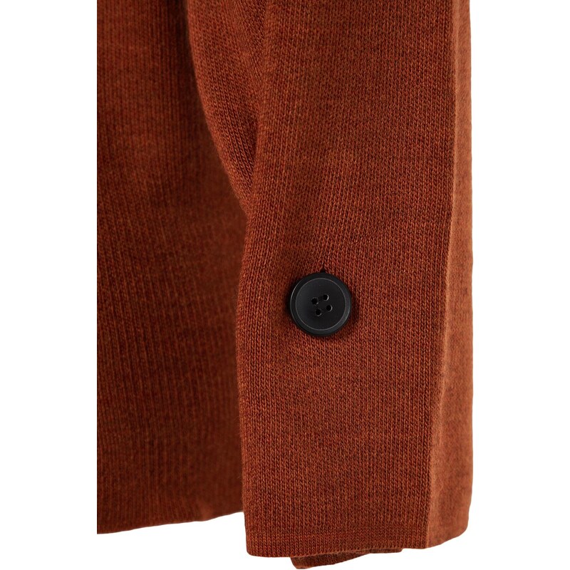 Trendyol Curve Brown Sleeve Button Detailed Knitwear Sweater