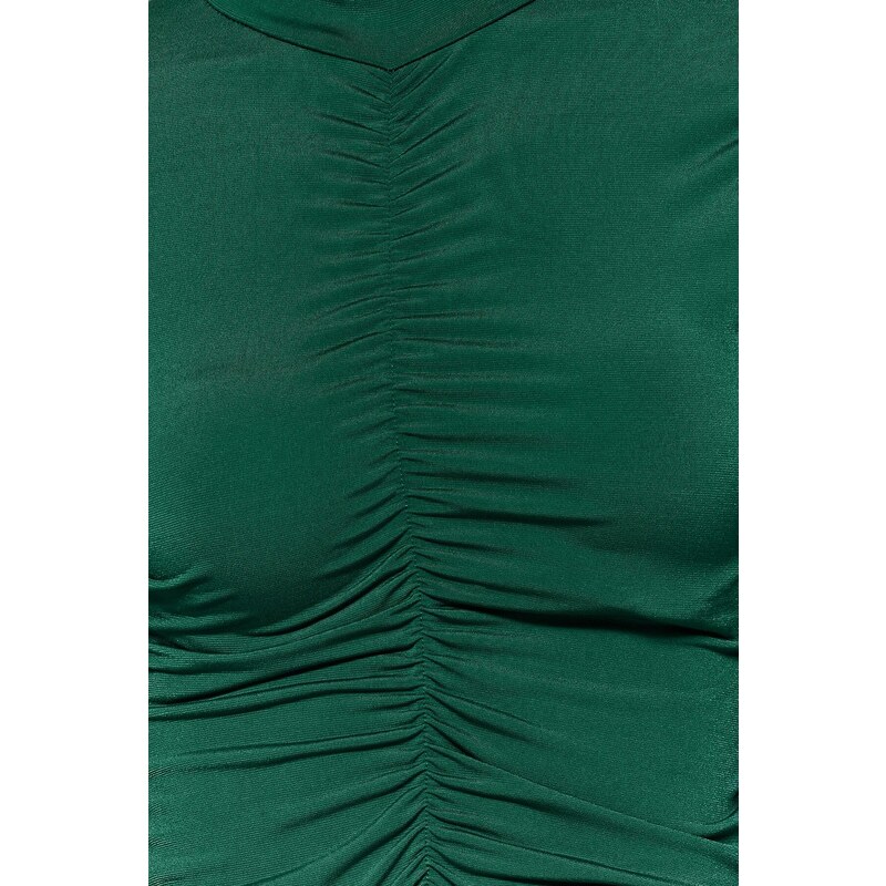 Trendyol Emerald Green Slim Smoke Detailní pletené tělo se zapínáním na patentky