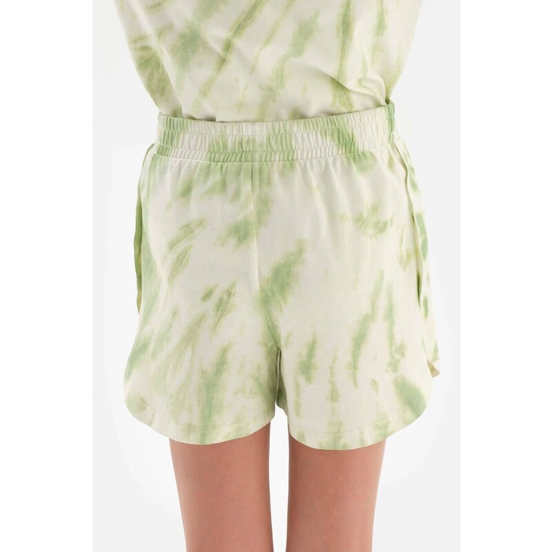 Dagi Light Green Meter Printed Short Sleeve T-Shirt Shorts Pajama Set