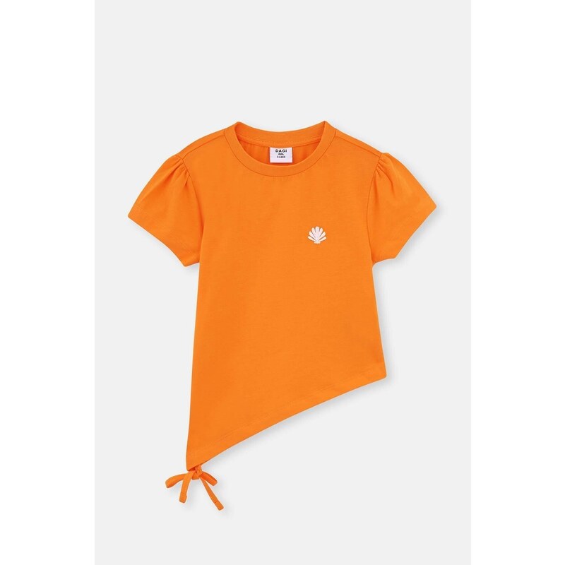 Dagi Orange Tie Detailed Short Sleeved T-shirt, Shorts Pajamas Set.