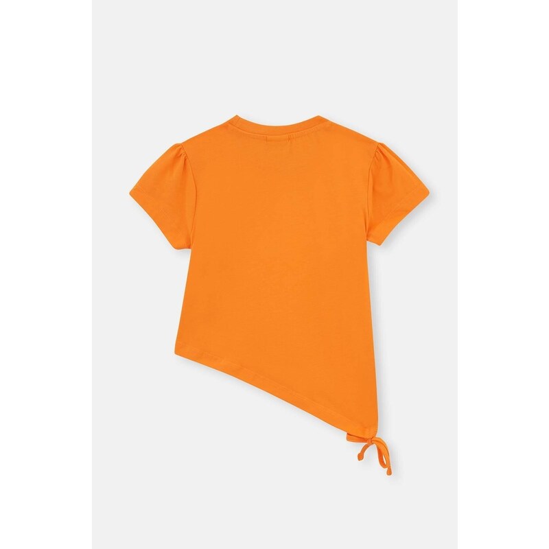 Dagi Orange Tie Detailed Short Sleeved T-shirt, Shorts Pajamas Set.