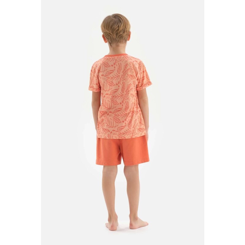 Dagi Orange Boy's Size Printed Short Sleeve Shorts Pajamas Set