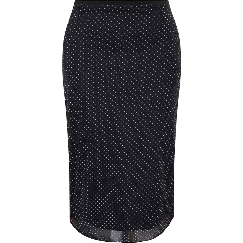 Trendyol Curve Black Polka Dot Tulle Knitted Skirt