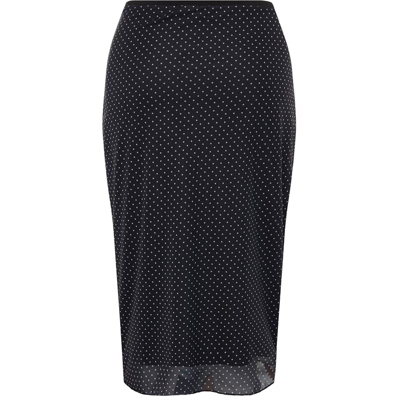 Trendyol Curve Black Polka Dot Tulle Knitted Skirt