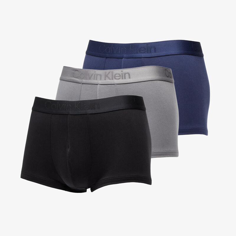 Boxerky Calvin Klein Low Rise Trunk 3-Pack Black/ Blue Shadow/ Grey Sky