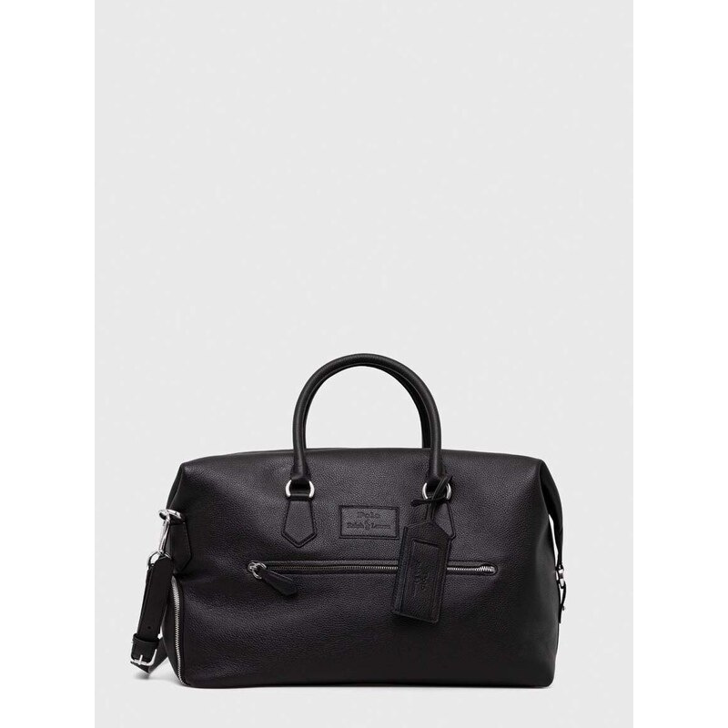 Kožená taška Polo Ralph Lauren černá barva