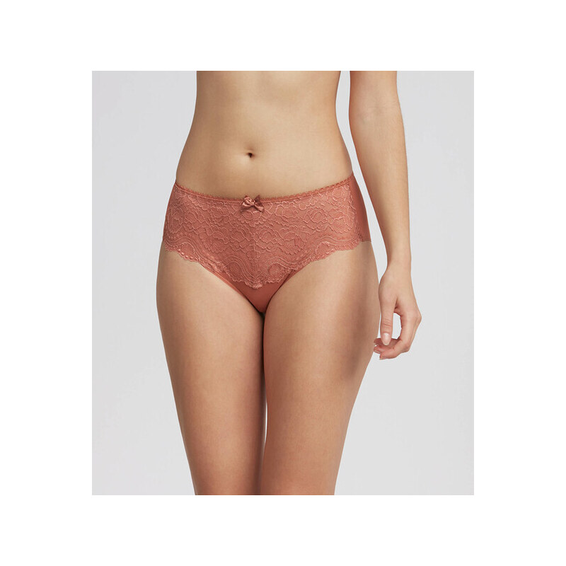 PLAYTEX FLOWER ELEGANCE MIDI - Women's lace naked cars (boxers) - light brown