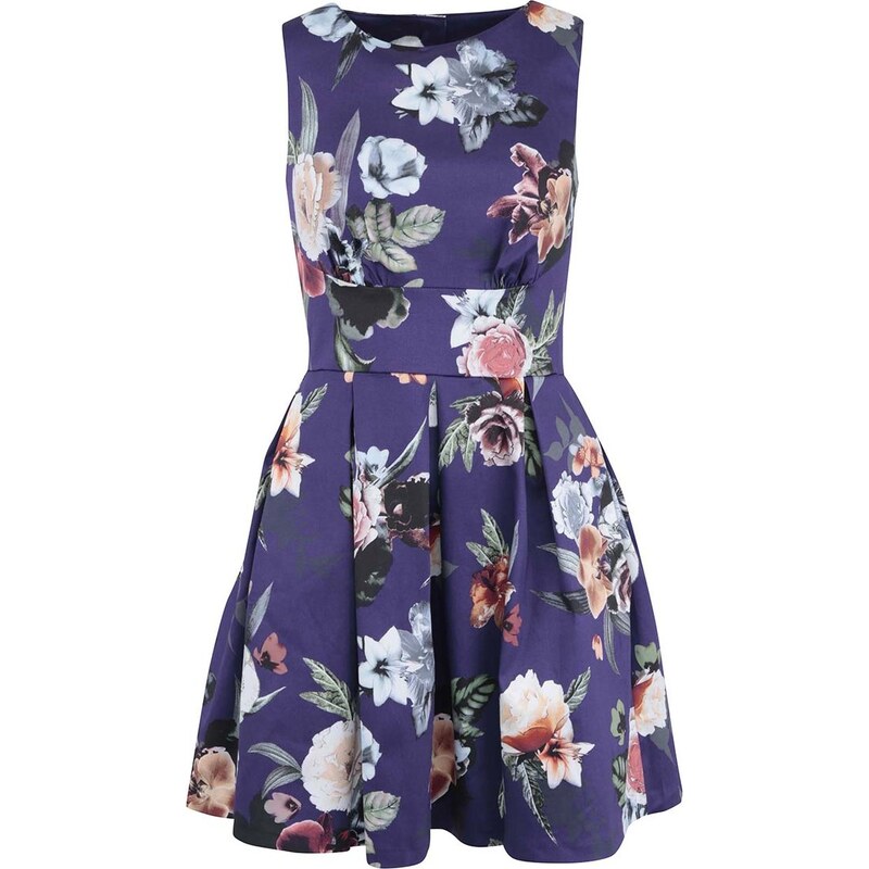 Fialové šaty s barevnými květinami Closet
