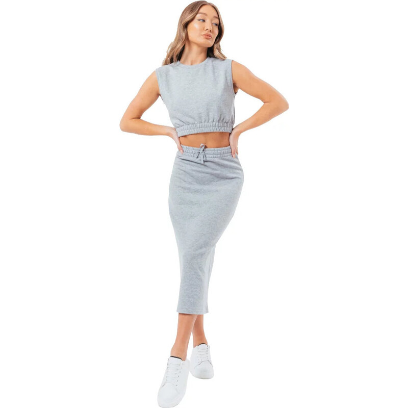 BASIC Šedá dámská souprava sukně a topu Justhype Sweat Midi