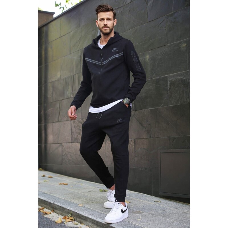 Madmext Black Men's Tracksuit Set 5673