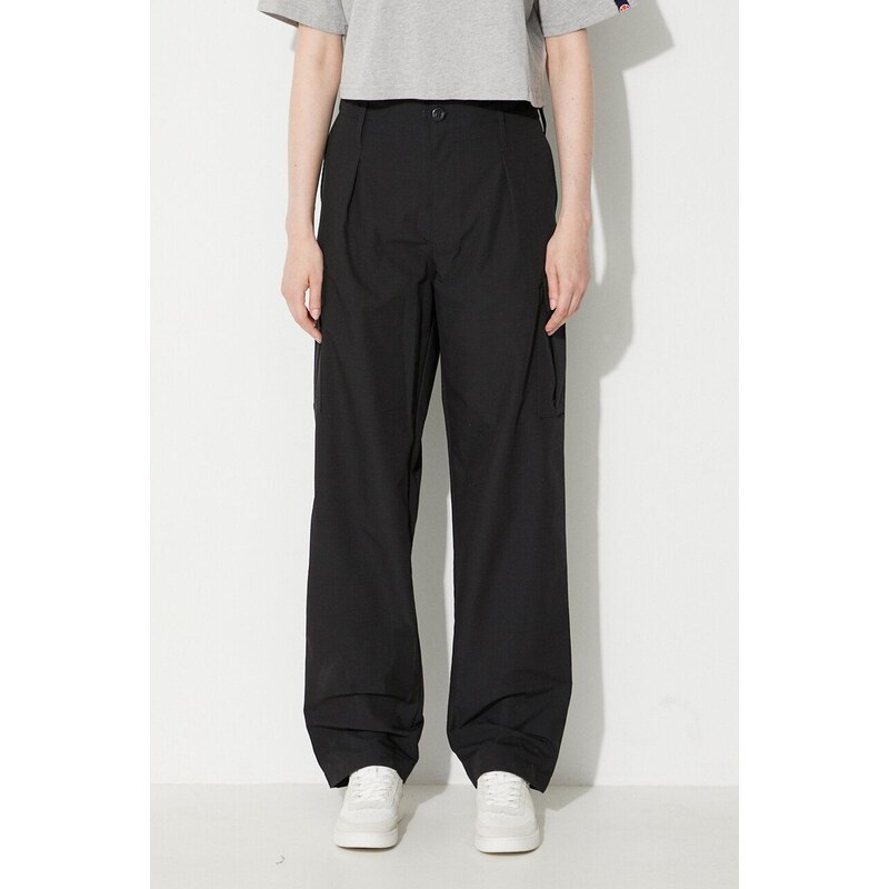 adidas Originals Kalhoty adidas Cargo Pant IA2456 dámské, černá barva, kapsáče, high waist