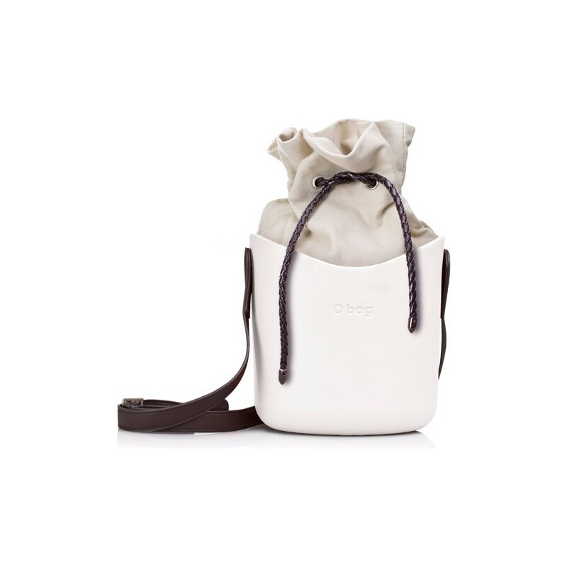 O bag O Basket bílá s hnědým popruhem a natural vnitřní taškou
