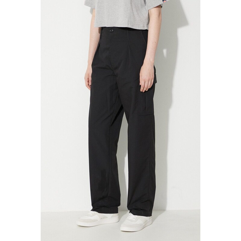 adidas Originals Kalhoty adidas Cargo Pant IA2456 dámské, černá barva, kapsáče, high waist