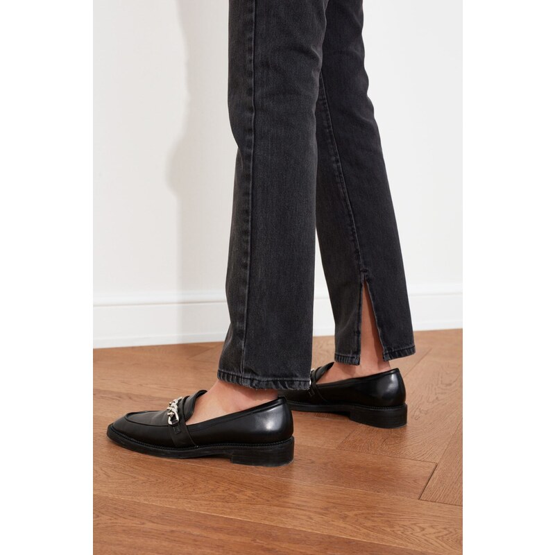 Trendyol Černé úzké rovné džíny s vysokým pasem
