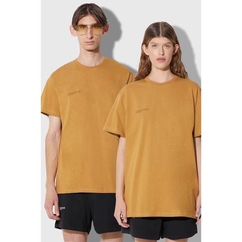 Bavlněné tričko Pangaia hnědá barva, s potiskem