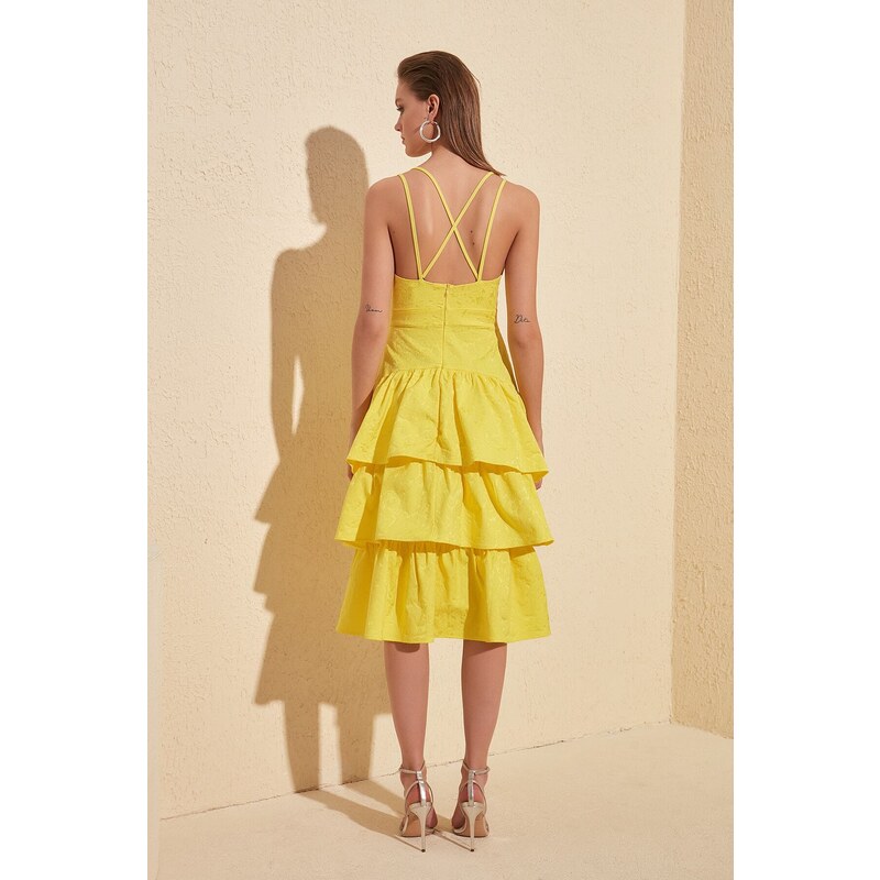 Trendyol Yellow Textured Back Detailed Dress