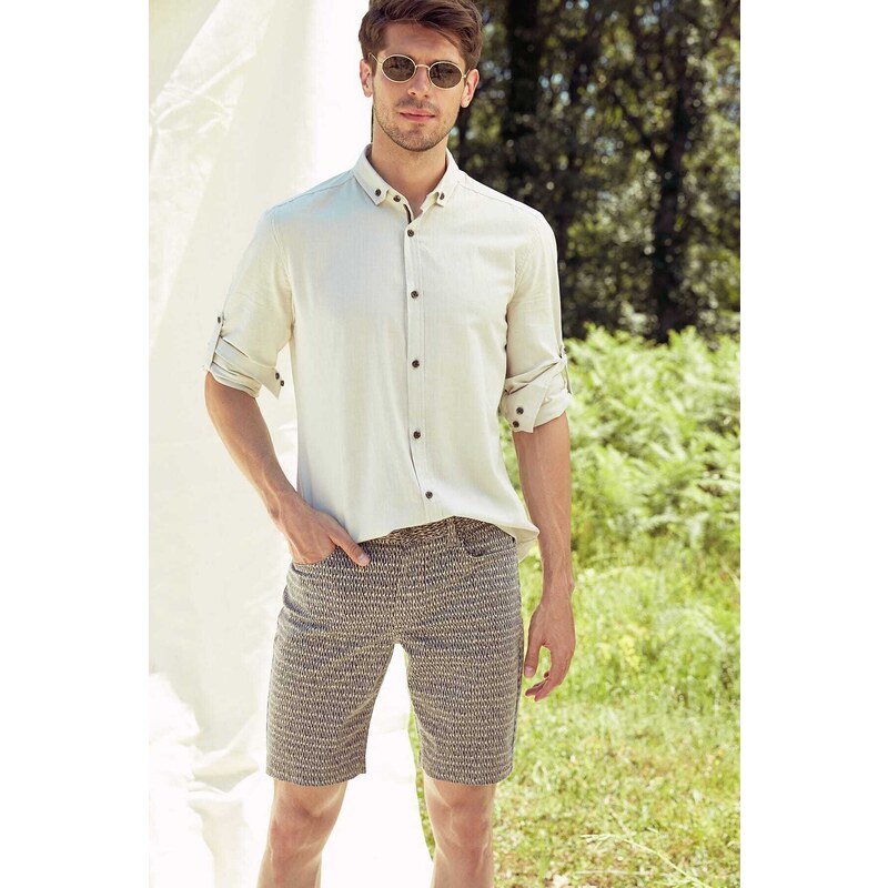 Trendyol Beige Male Printed 5 pocket shorts