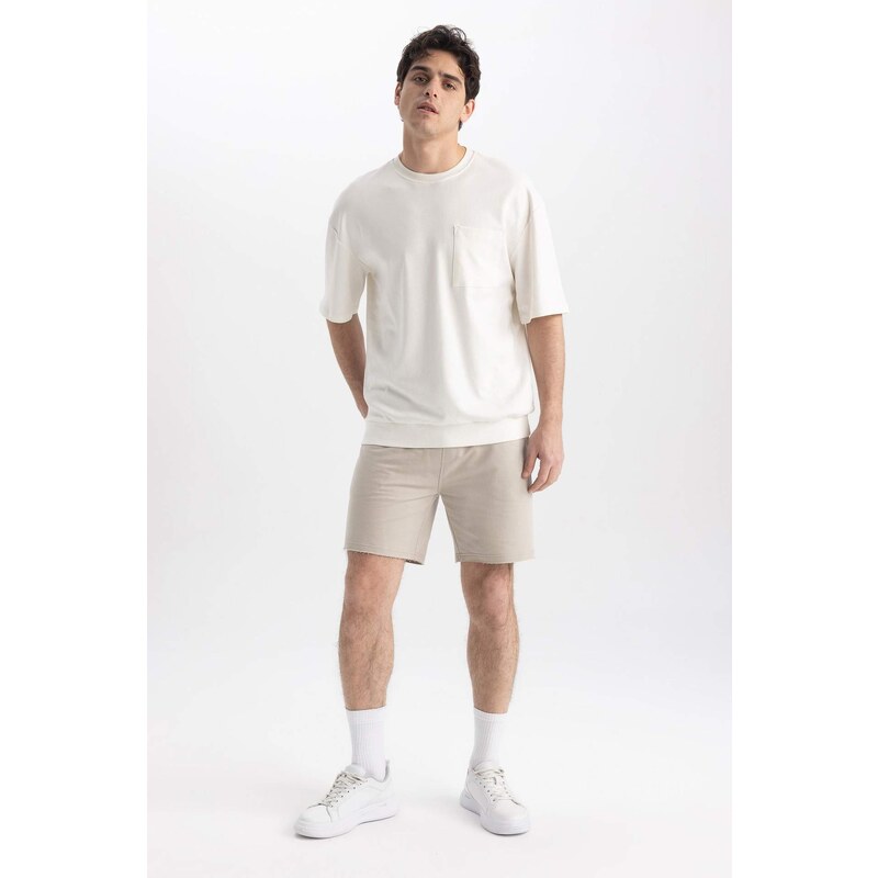 DEFACTO Slim Fit Cropped Hem Sweatshirt Fabric Shorts